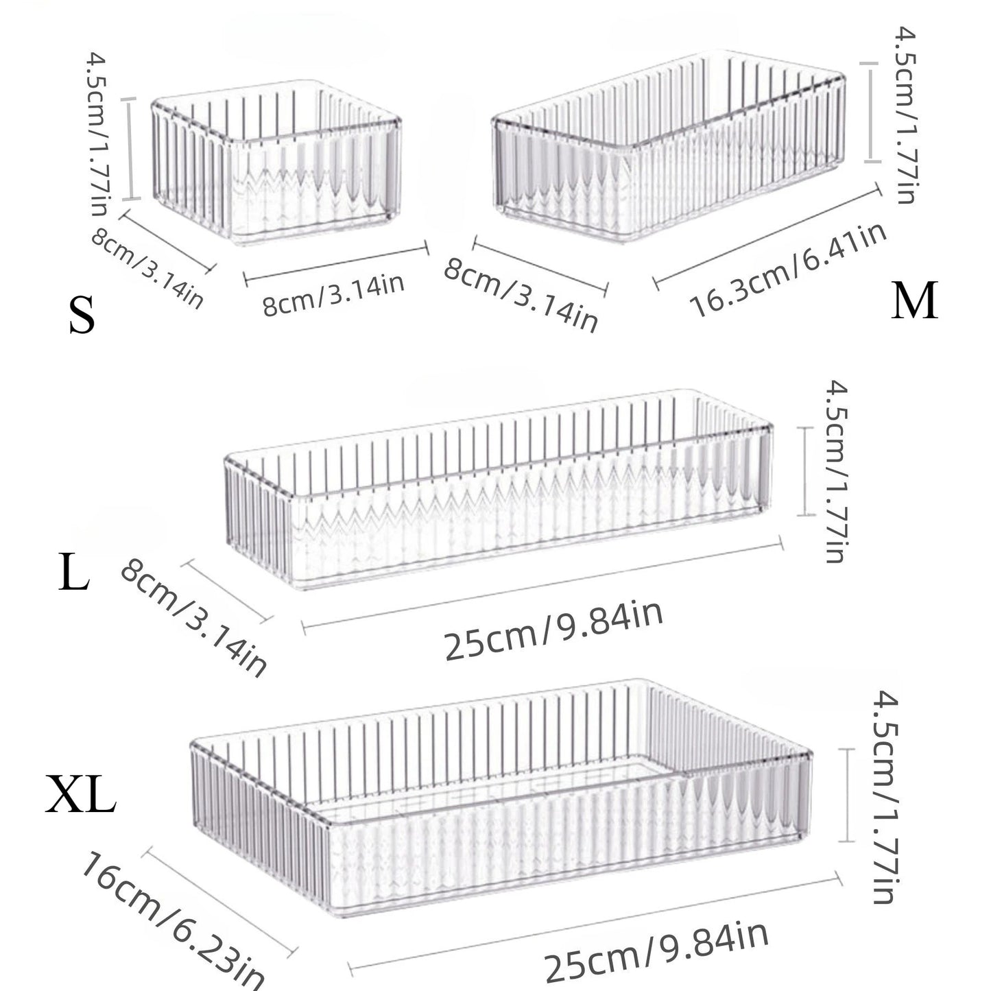 Stackable Acrylic Drawer Organizer – Adjustable Divider Trays for Cosmetics & Modular Makeup Storage