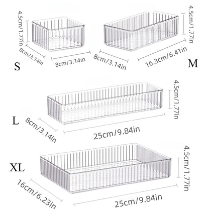 Stackable Acrylic Drawer Organizer – Adjustable Divider Trays for Cosmetics & Modular Makeup Storage