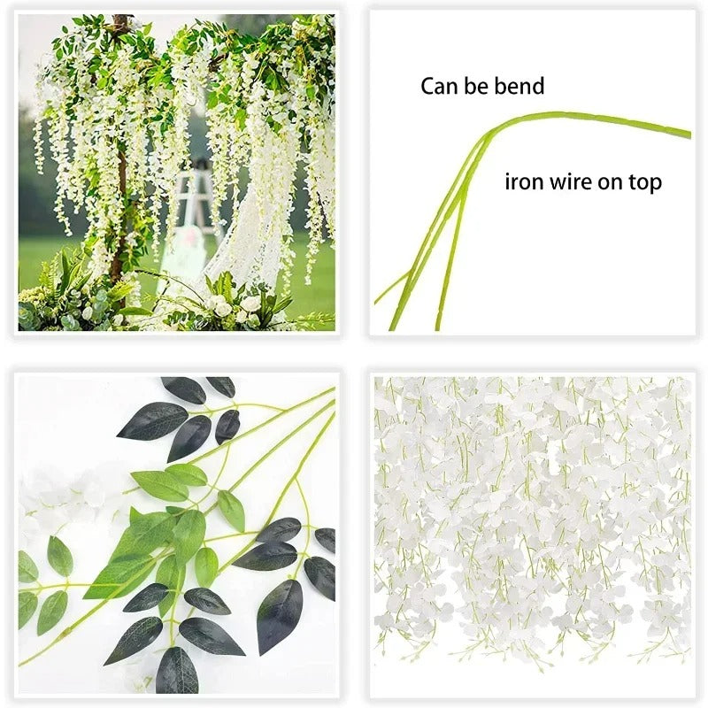 Artificial Wisteria Hanging Garland – Extra Long Thick Silk Vine for Wedding, Party & Home Decor