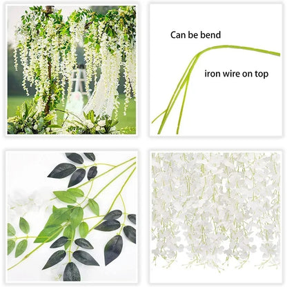 Artificial Wisteria Hanging Garland – Extra Long Thick Silk Vine for Wedding, Party & Home Decor