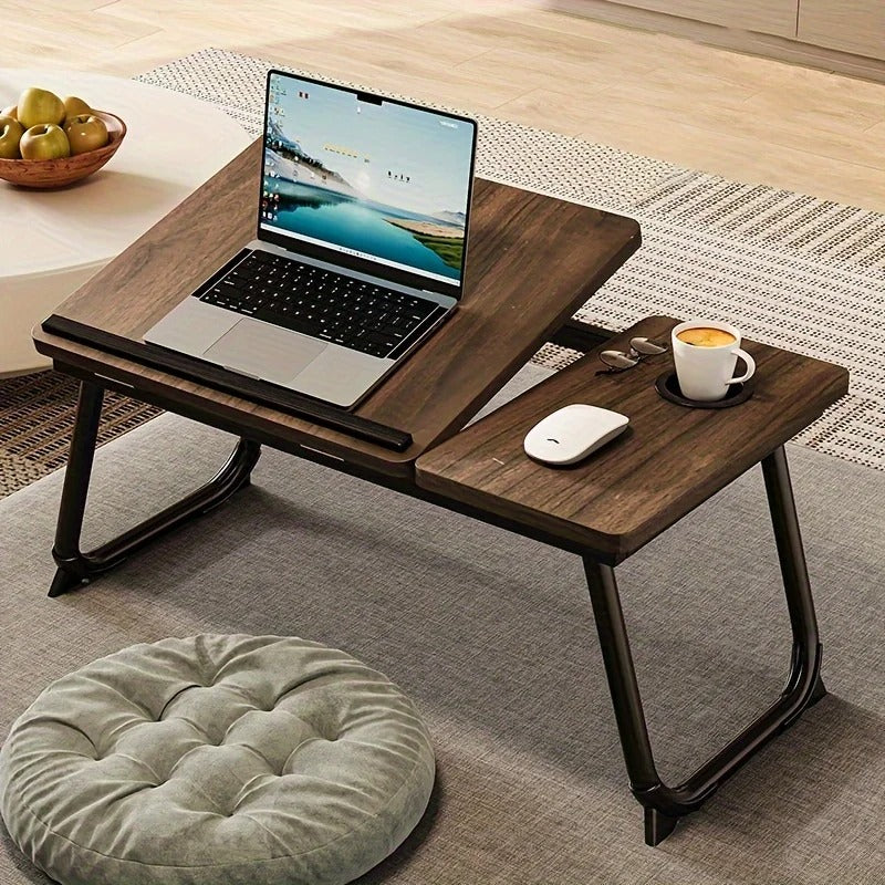Portable Foldable Bed Table with Cup Holder – Sofa Tray, Breakfast Desk & Laptop Stand for Bed