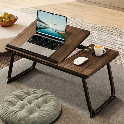 Portable Foldable Bed Table with Cup Holder – Sofa Tray, Breakfast Desk & Laptop Stand for Bed