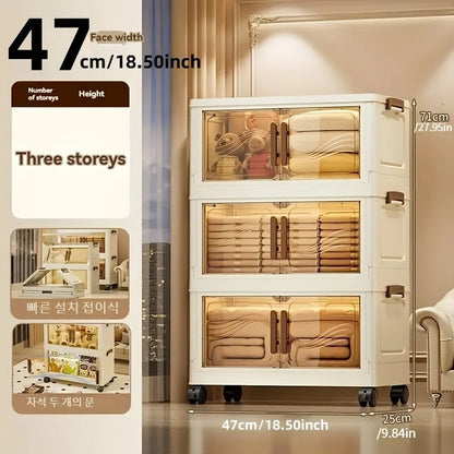 Foldable Storage Box with Clear Door – Collapsible Organizer for Clothes, Books & Toys